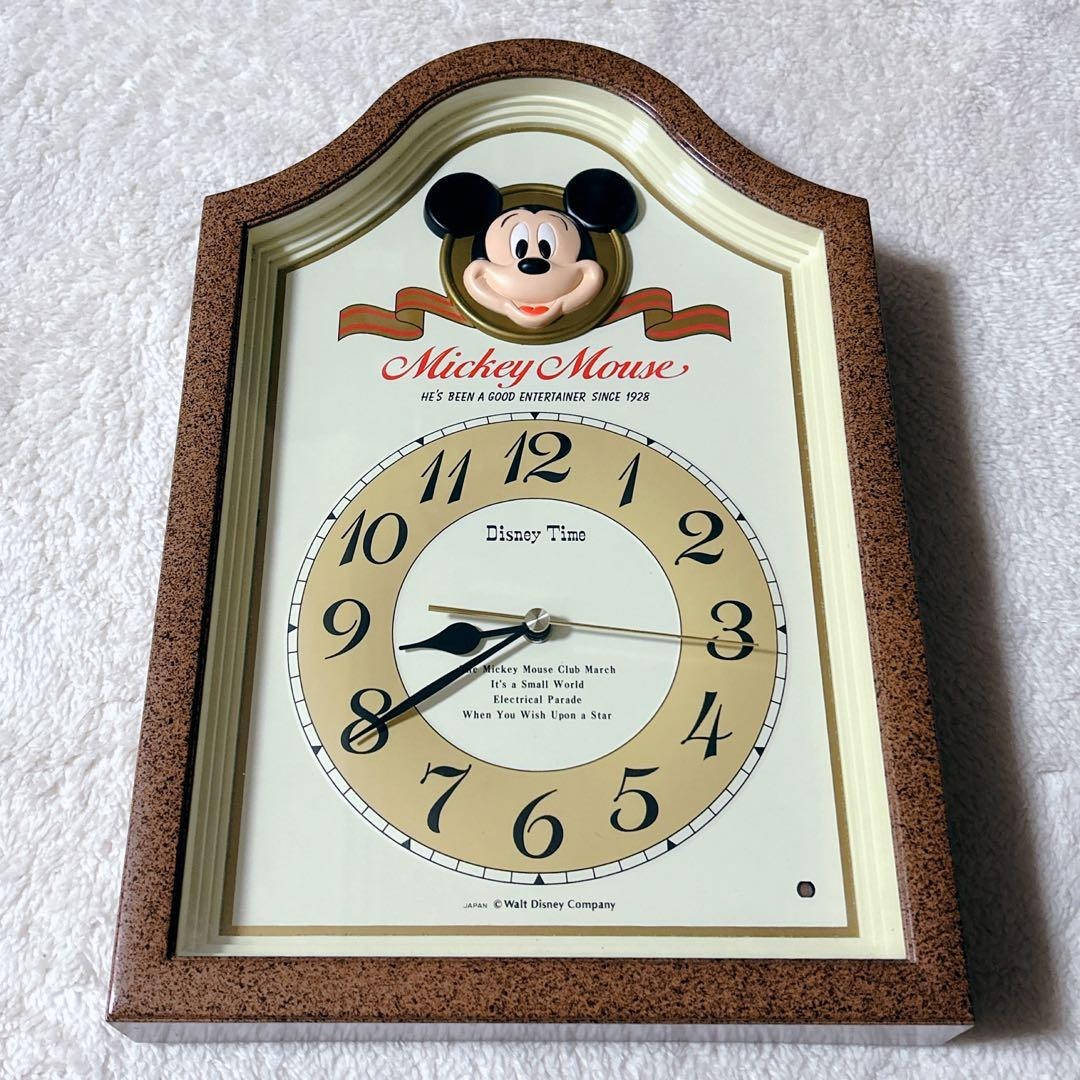 Seiko Disney Time Wall Clock Retro Mickey Mouse With Music Series Antique Used