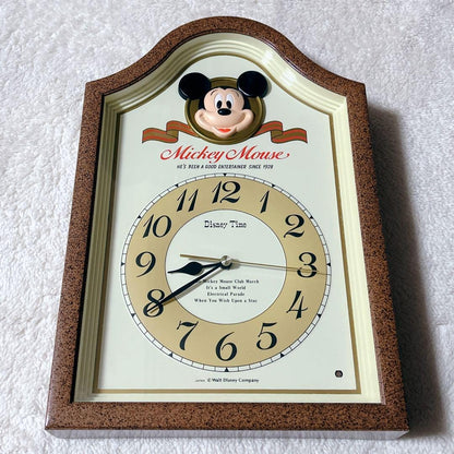 Seiko Disney Time Wall Clock Retro Mickey Mouse With Music Series Antique Used