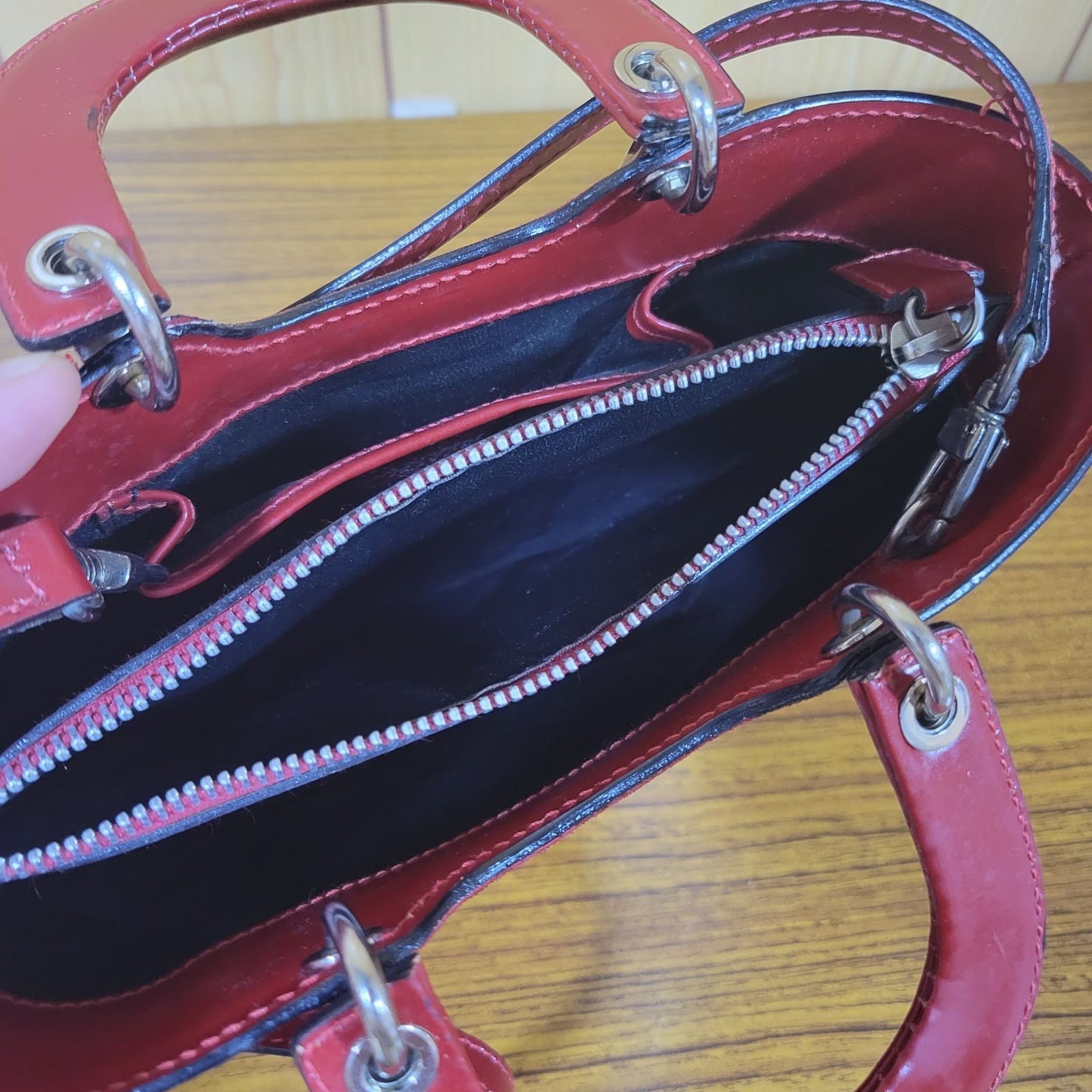 Lanvin Handbag Shoulder Bag Purse Leather in Red Silver Hardware USED Good Cond