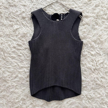 Celine Phoebe Era Sleeveless Knit Sweater Thick Gray Size M Women