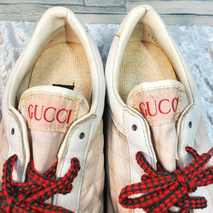 Rare GUCCI 23cm White Leather Sherry Line Low-Top Sneakers Vintage Italian Made