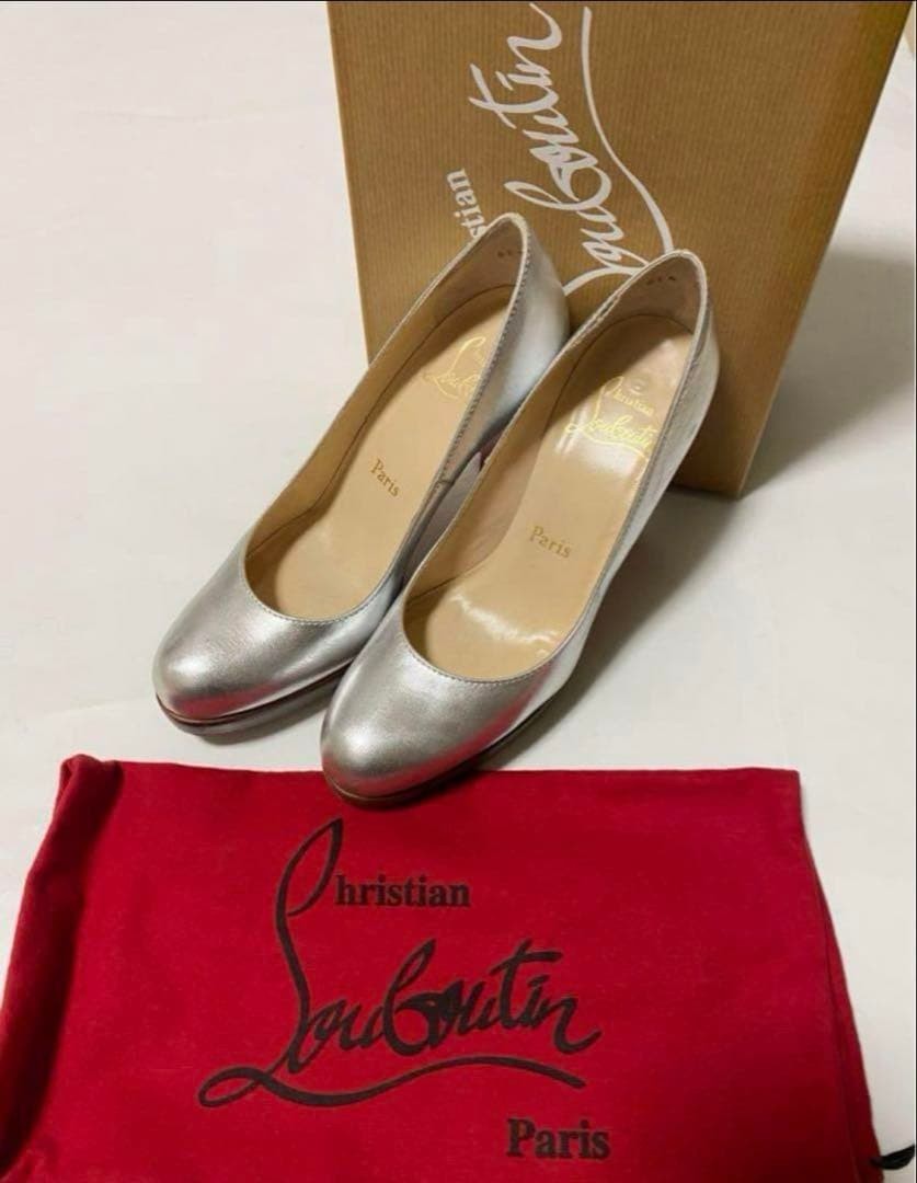 Rare Christian Louboutin Silver Leather Heels Pumps Size 36 US 6 EU 36