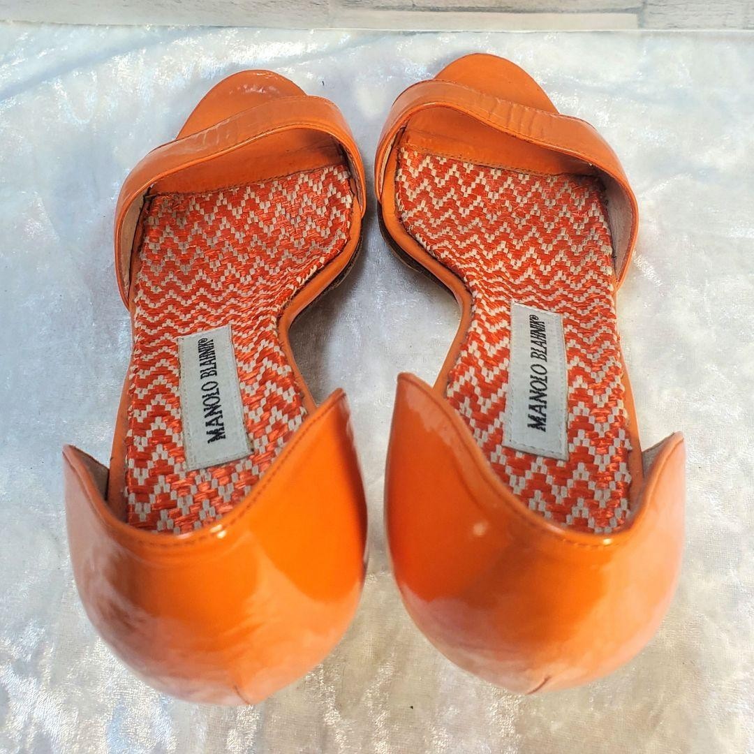 Rare Manolo Blahnik Orange Leather Heels Sandals Size EU37 / US7 Popular Auth