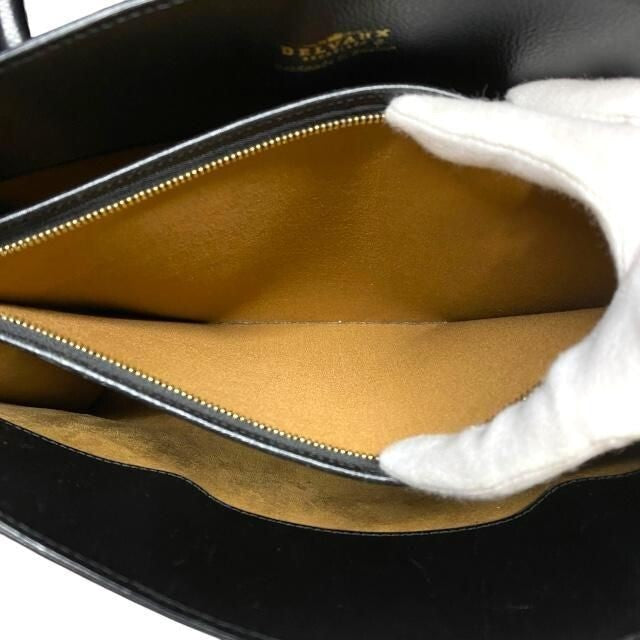 DELVAUX Women's Black Leather Sepia Tote Shoulder Bag with D Charm Used