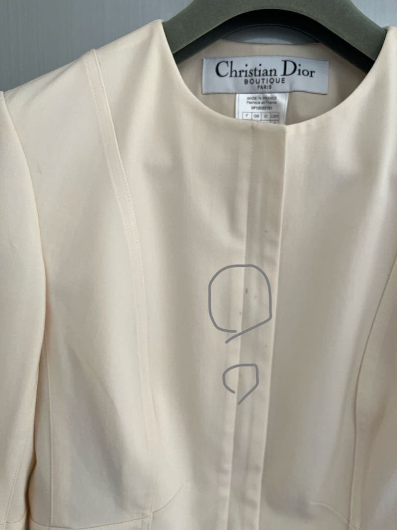 Christian Dior BOUTIQUE Ivory Suit Set Formal Blazer Jacket Peplum Pencil Skirt