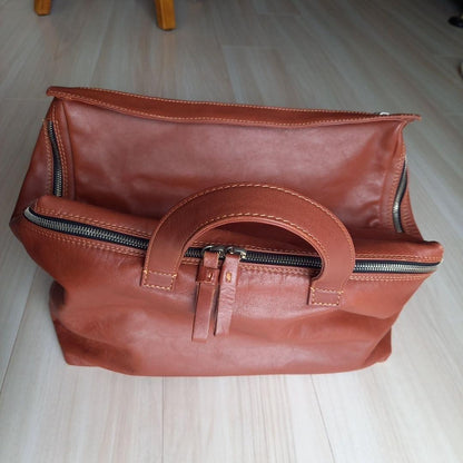 Andrea Incontri Leather Cube Bag Made in Italy Men's Casual Business Large