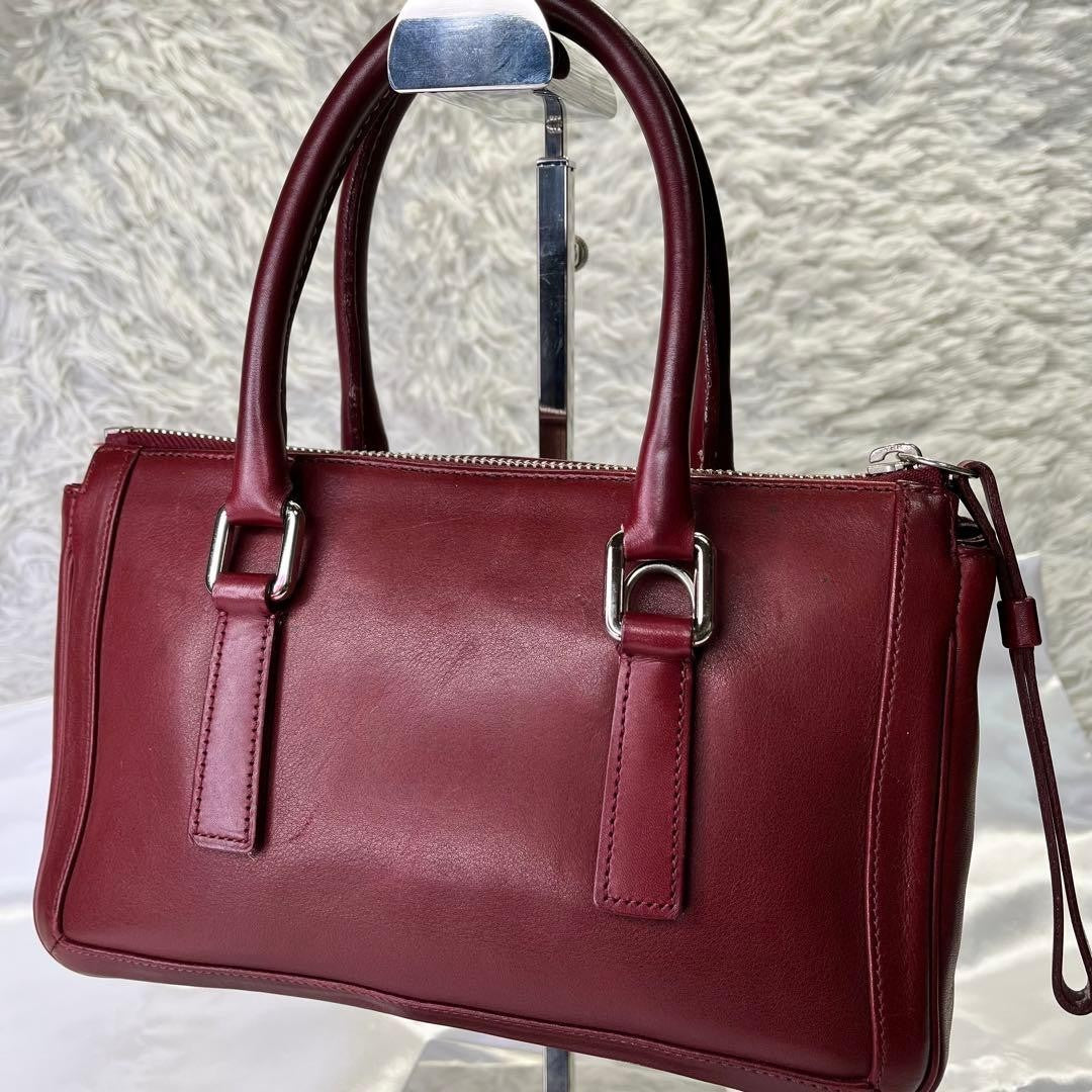COACH 9421 Vintage 2Way Shoulder Bag Leather Wine Red Handbag Authentic