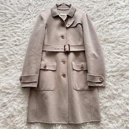 S Max Mara Cuchito Amano Long Coat with Belt Woman's Size 36 Beige