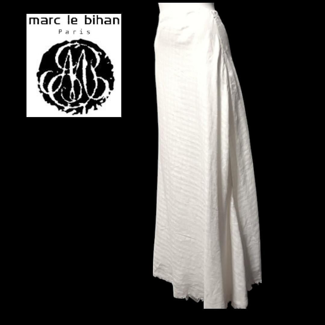 MARC LE BIHAN Maxi Skirt White Checkered Asymmetrical Design Size 1 From Japan