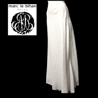 MARC LE BIHAN Maxi Skirt White Checkered Asymmetrical Design Size 1 From Japan