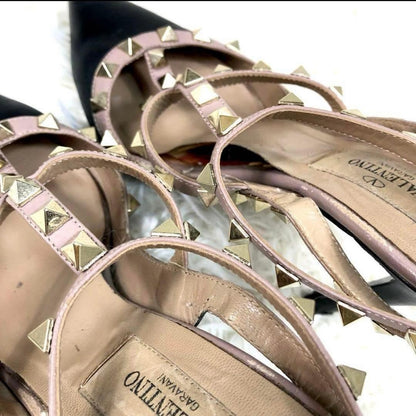 Women 6.0US Valentino Shoes Same Day Black Studded High Heels Limited Edition VH