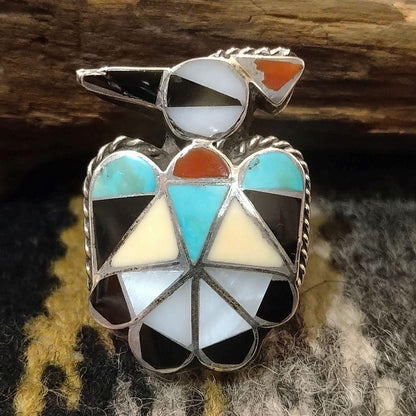Zuni Old Pawn Vintage Ring Thunderbird Turquoise