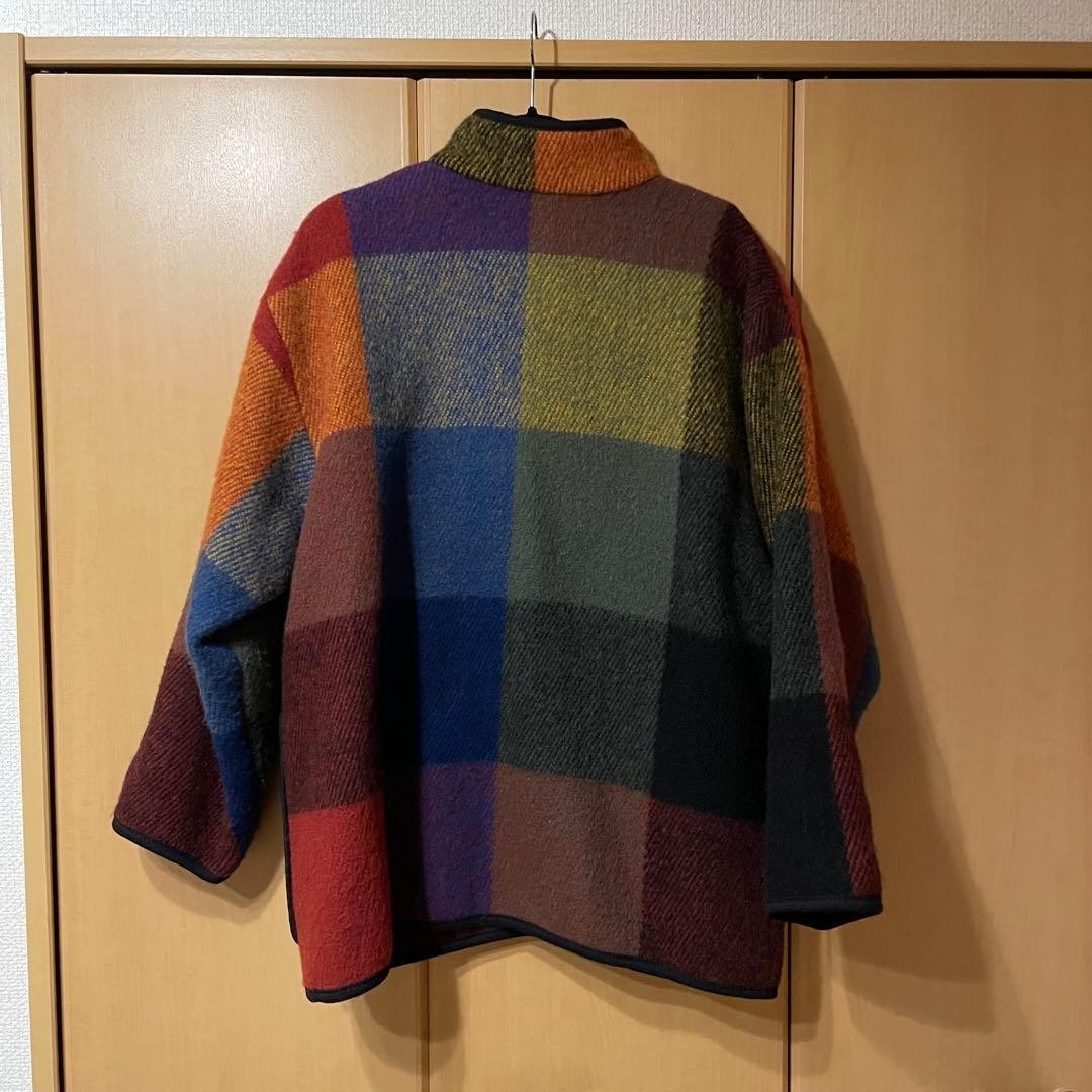 Lillunn Design Norway Blanket Coat Limited Edition Rare Multicolor check pattern