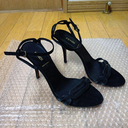 Rare Fendi Black Ankle Strap High Heel Sandals Size 38 (US 7.5-8)