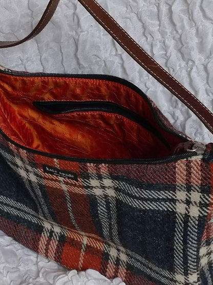 Kate Spade Women Bag Rare Vintage Handbag Tweed Check Pattern Limited Edition VH