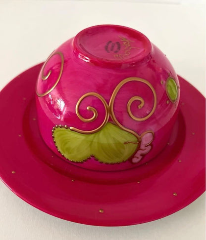 Soizick Tea Cup Saucer Pink French Porcelain Collectible Tea Set Rare