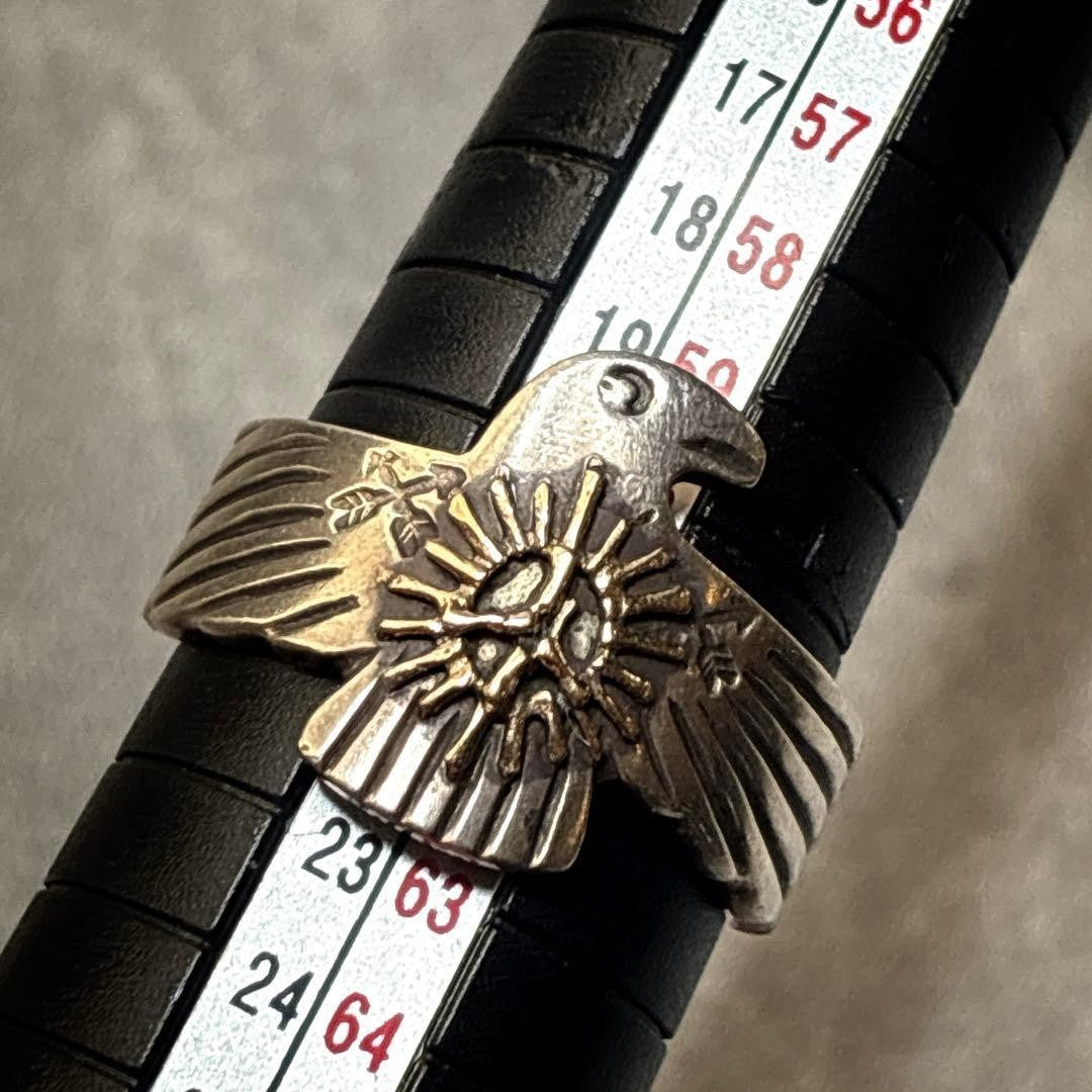 Rare US size 10 Thunderbird ring, 3 stars, 1 carat, 925 sterling silver.