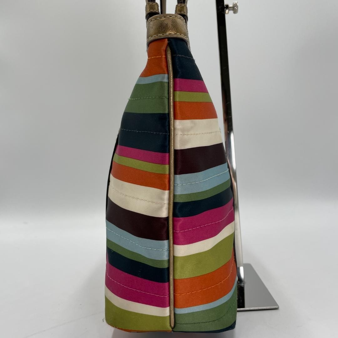 Coach Tote Bag Canvas Multicolor Stripe