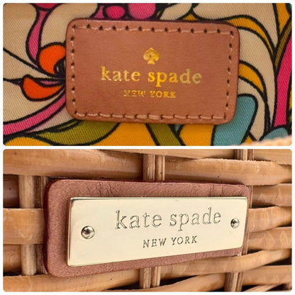 kate spade NEW YORK Basket Bag Clutch Studs Straw Brown women's USED FROM JAPAN