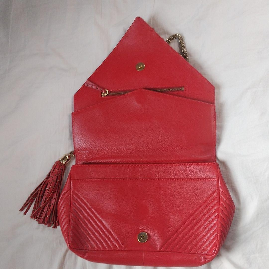 Lara Bohinc Studded Chain Handbag Purse Leather in Red USED Good Condition