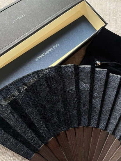 Shiseido Hanatsubaki Folding Fan Sensu w/ Case Box Novelty Unused Japan