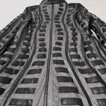 Rare ARBORENTE Made in Japan Cowhide Lamb Leather Mesh Long Coat