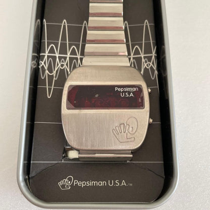 FOSSIL Pepsiman Digital Watch Limited Rare Stainless Steel New w/Case New Unused