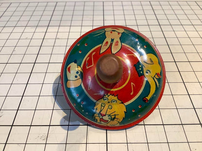 Vintage Japanese Tin Toy Spinning Tops Set of 5, 55mm, Collector's Item
