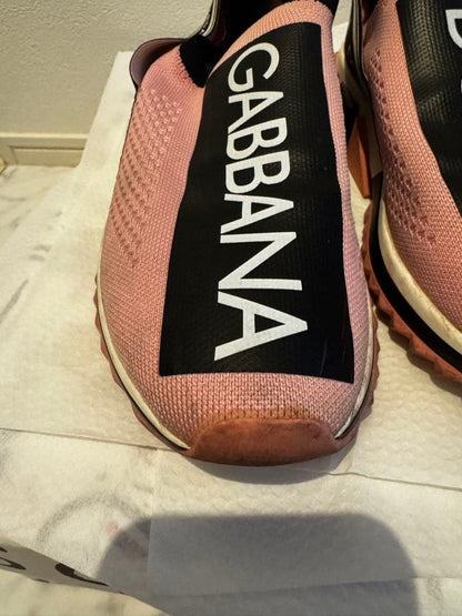 Dolce&Gabbana Women 6.5US Pink Sneakers Big Logo Luxury Classic Stylish Italian