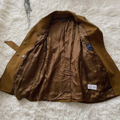 Brooks Brothers Women M Dark Brown Trench Coat M Women'S All Over Lining Pattern
