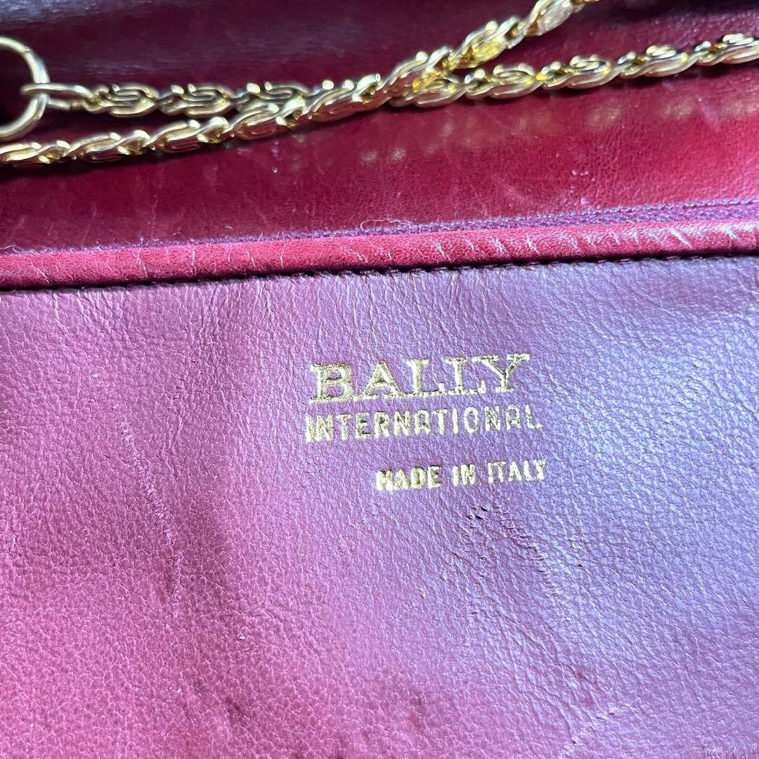 BALLY Shoulder bag Horsehair Leather Gold chain Red Vintage Authentic
