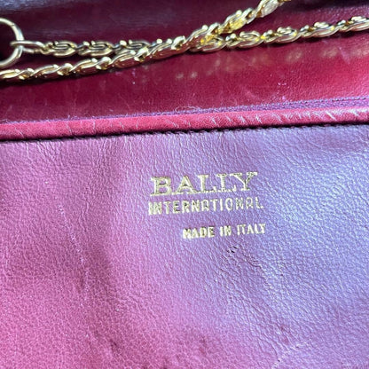 BALLY Shoulder bag Horsehair Leather Gold chain Red Vintage Authentic