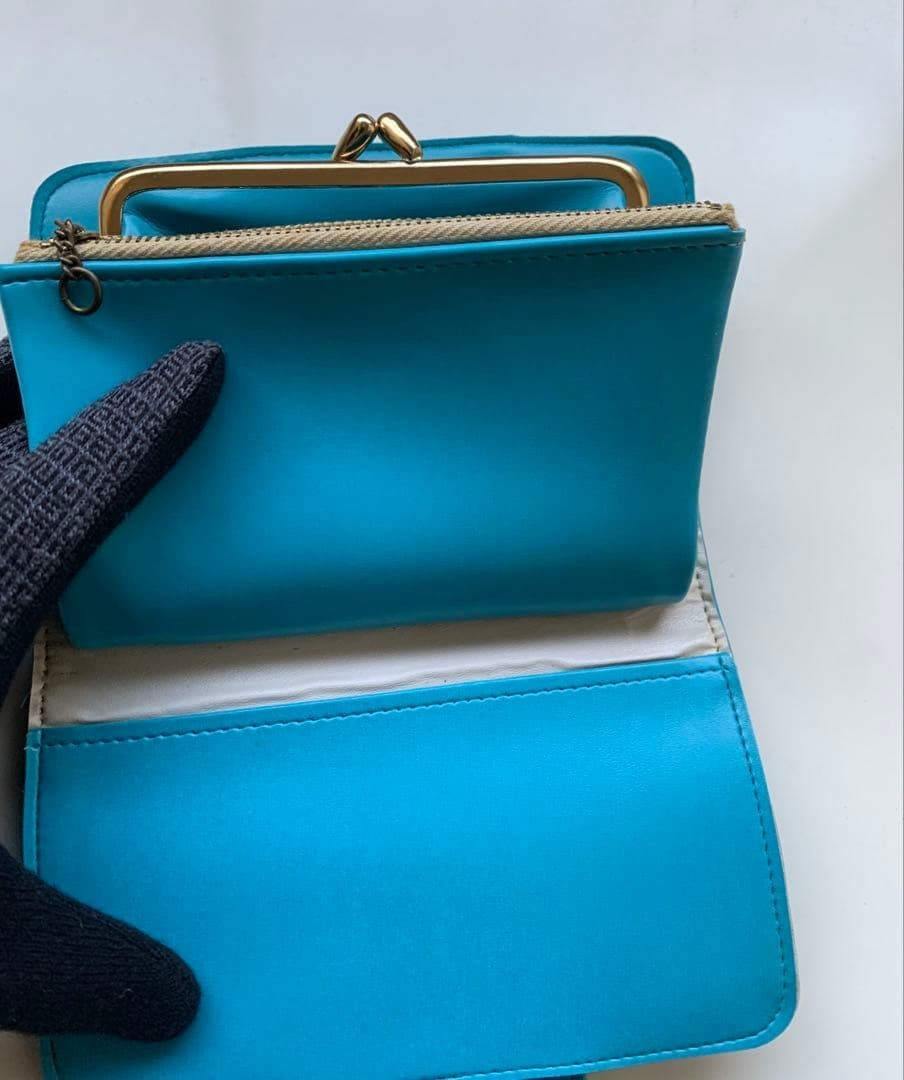 Turquoise Blue Bifold Wallet Showa Retro