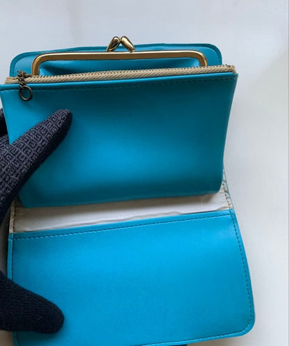 Turquoise Blue Bifold Wallet Showa Retro