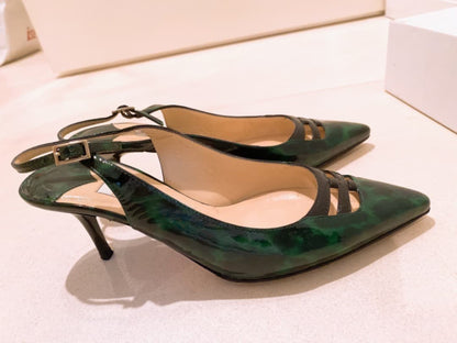 Rare Jimmy Choo Green 6cm Mule Sandals Women's Size EU35.5 / US5.5 Back Strap