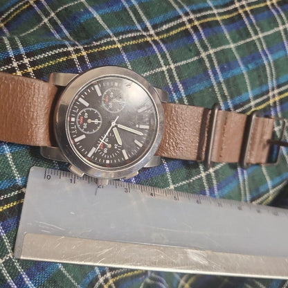 Agnes B. Military V-654 Analog Quartz Men Chronograph Wind Chrono Watch Vintage