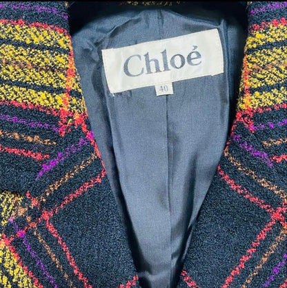Chloe Women Jacket Rare Size L Super Cute Check Pattern Tailored Jacket Limited