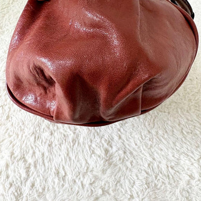 Chloe Ethel Handbag Red Orange Leather Logo Plate Top Handle No Strap Authentic