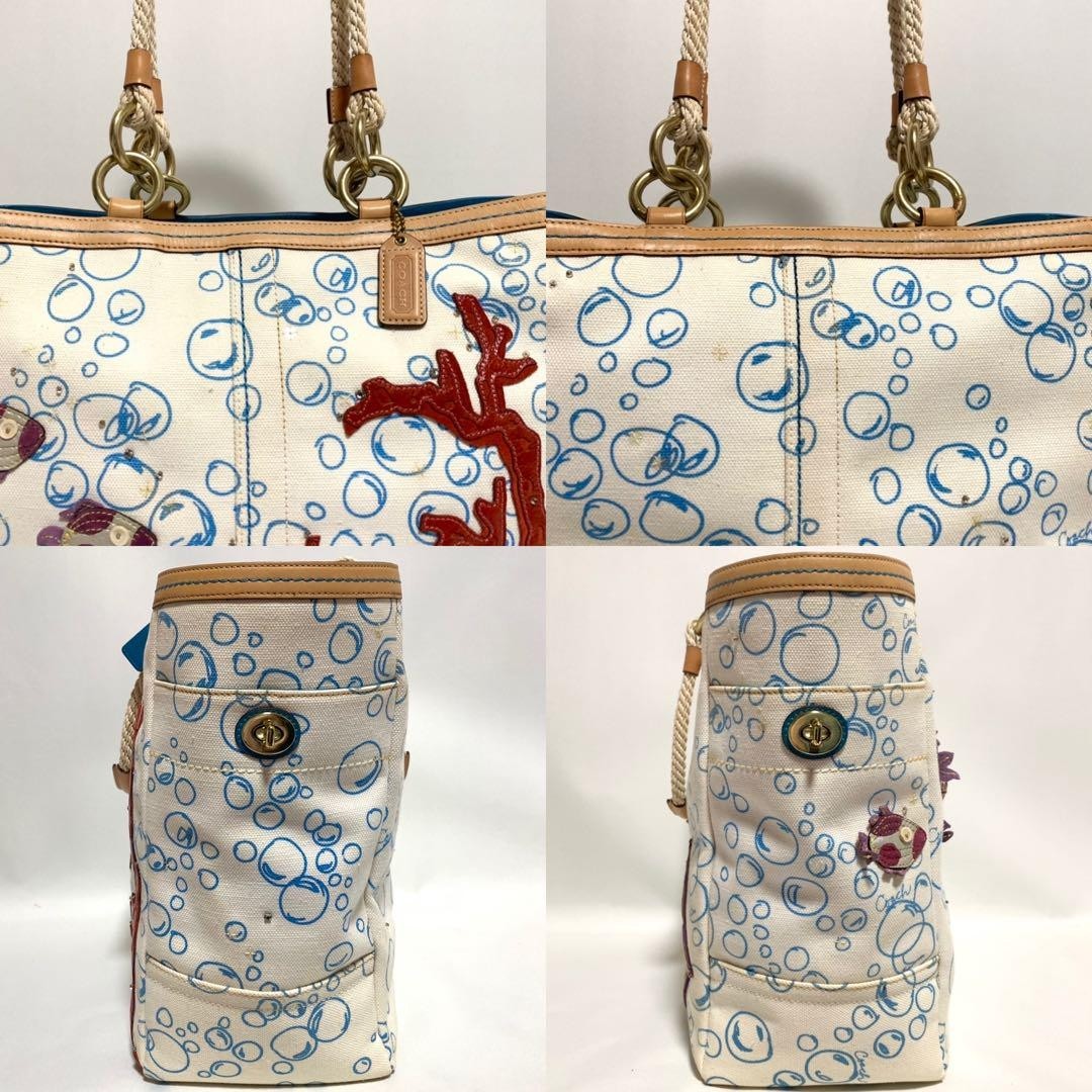 Rare COACH tote bag marine motif A4 storage large capacity bag