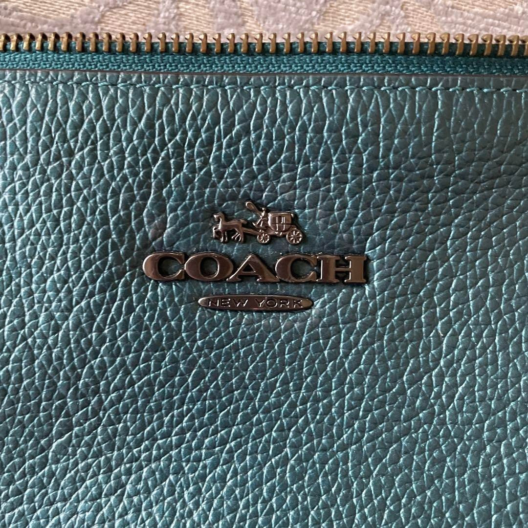 COACH green leather business bag