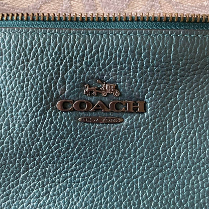 COACH green leather business bag