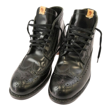 VISVIM Boots 116202002007 Leather Black Wingtip Lace-Up Boots Size 10