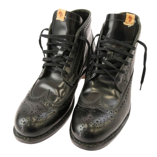 VISVIM Boots 116202002007 Leather Black Wingtip Lace-Up Boots Size 10