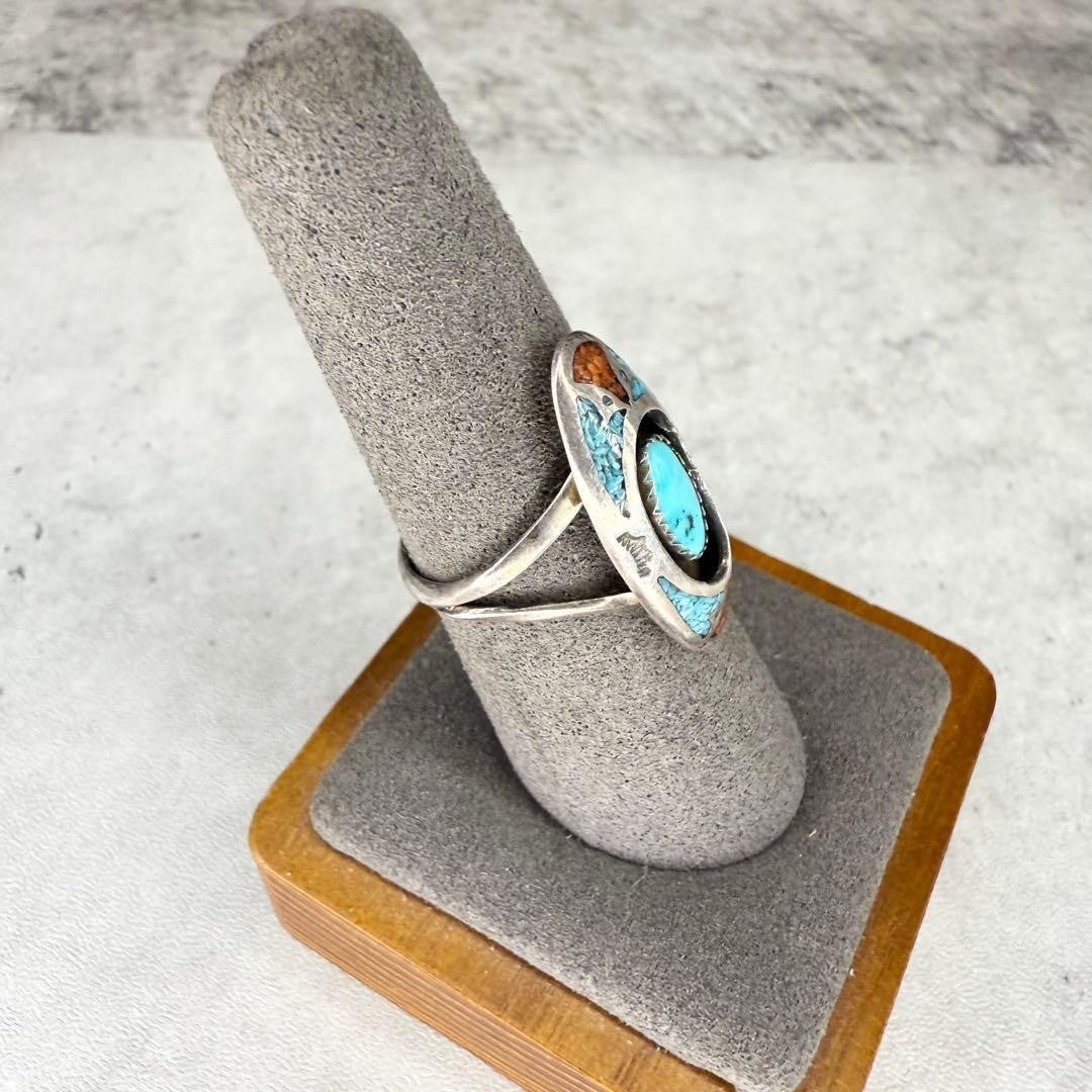 NAVAJO CIRCLE J.W Turquoise Silver Ring, Multicolor