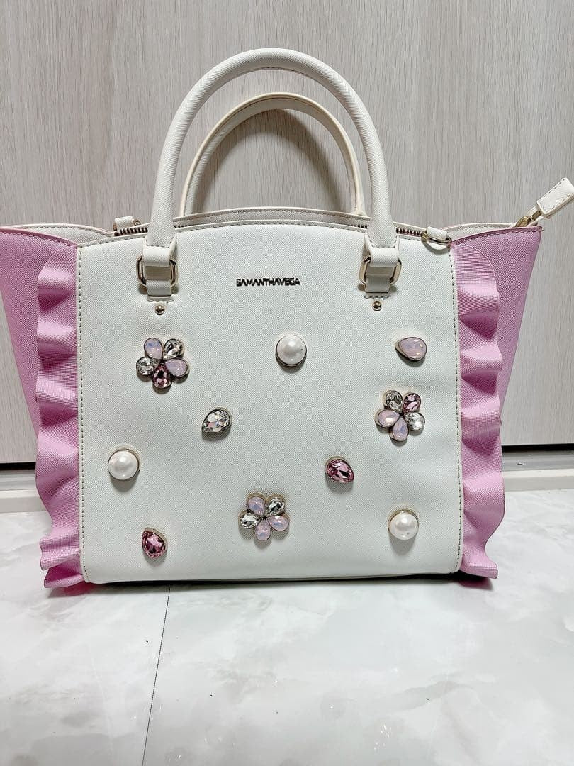 Samantha Vega Cardcaptor Sakura Collaboration Frill 2Way Bag White Pink Leather