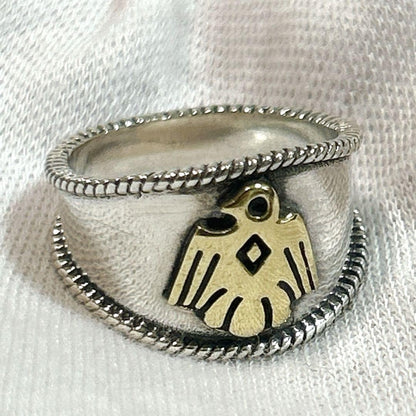 Indian Thunderbird Eagle Ring US9 Sterling Silver 925