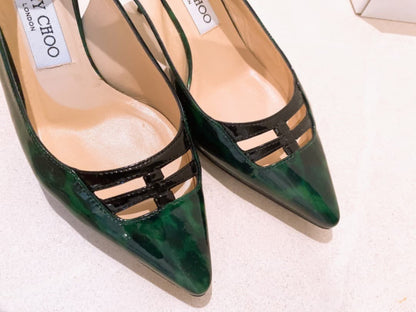 Rare Jimmy Choo Green 6cm Mule Sandals Women's Size EU35.5 / US5.5 Back Strap