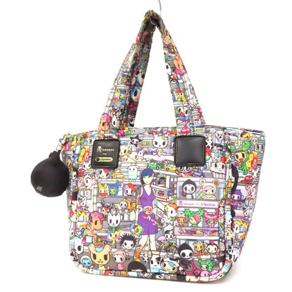Tokidoki Le SportSac Tote Bag Gold Fittings Zip Multicolor with Cat Charm