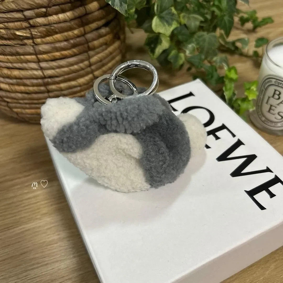 Rare LOEWE Suna Fujita Bunny Charm Coin Purse Shearling Rabbit Key Ring Used JP
