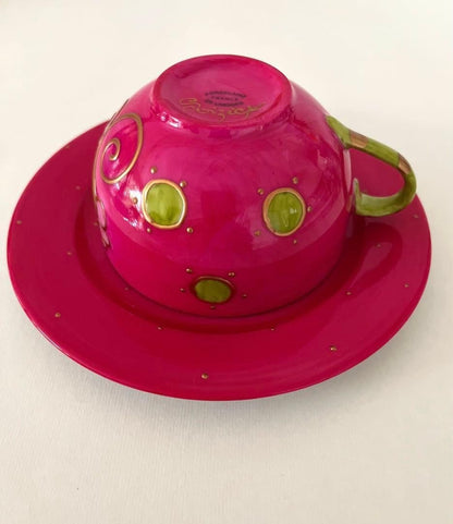 Soizick Tea Cup Saucer Pink French Porcelain Collectible Tea Set Rare